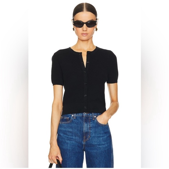 NWT rag & bone Dina Cotton Cardigan in Black Size XXS - Picture 1 of 8